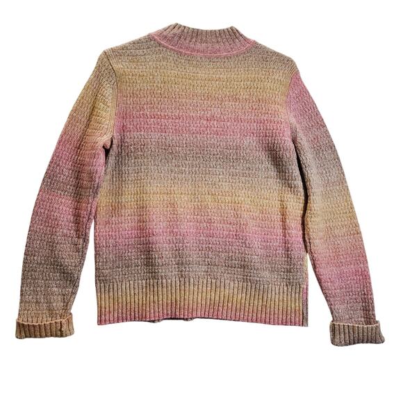 Talbots Mock Neck Sweater Ombre Color Block Size Small Classic Minimalist Y2K - Picture 2 of 8